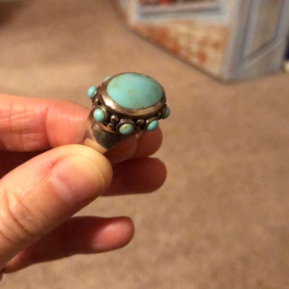 Vintage sterling turquoise native ring